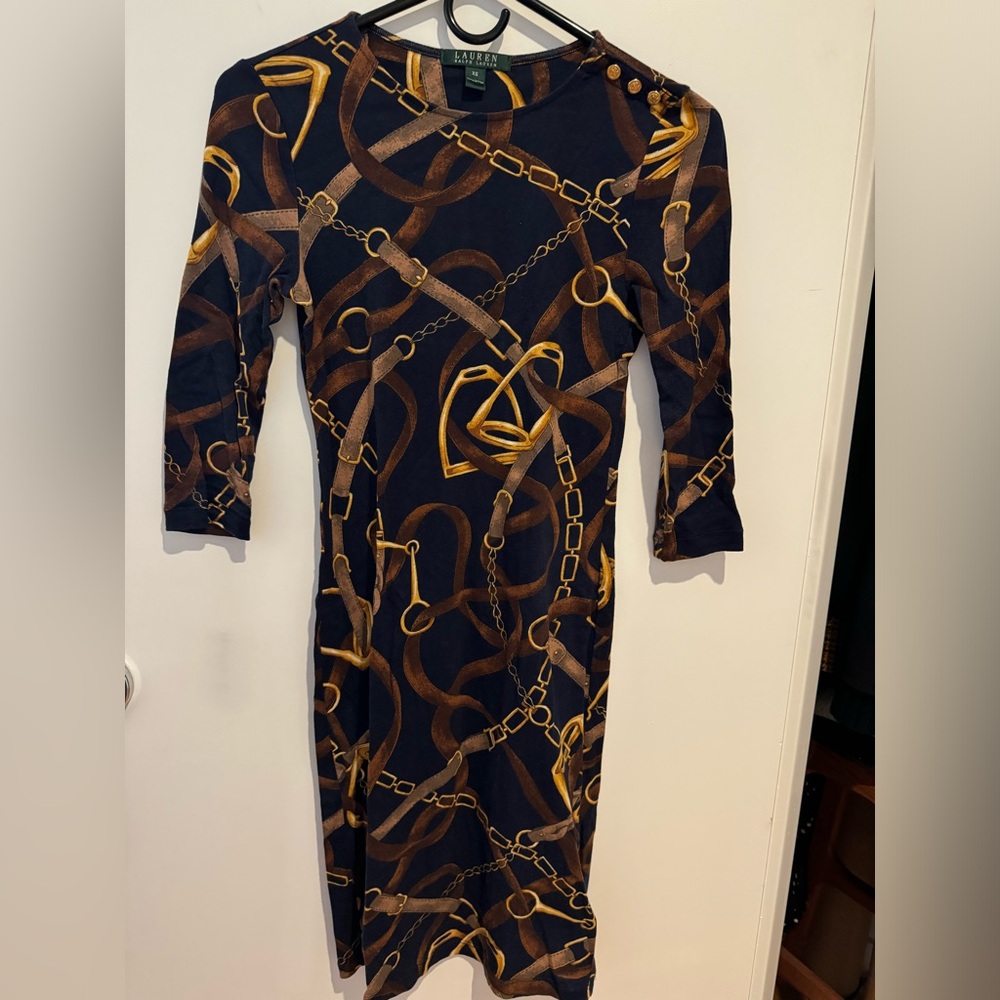 Ralph Lauren equastrian shift dress in navy size xs